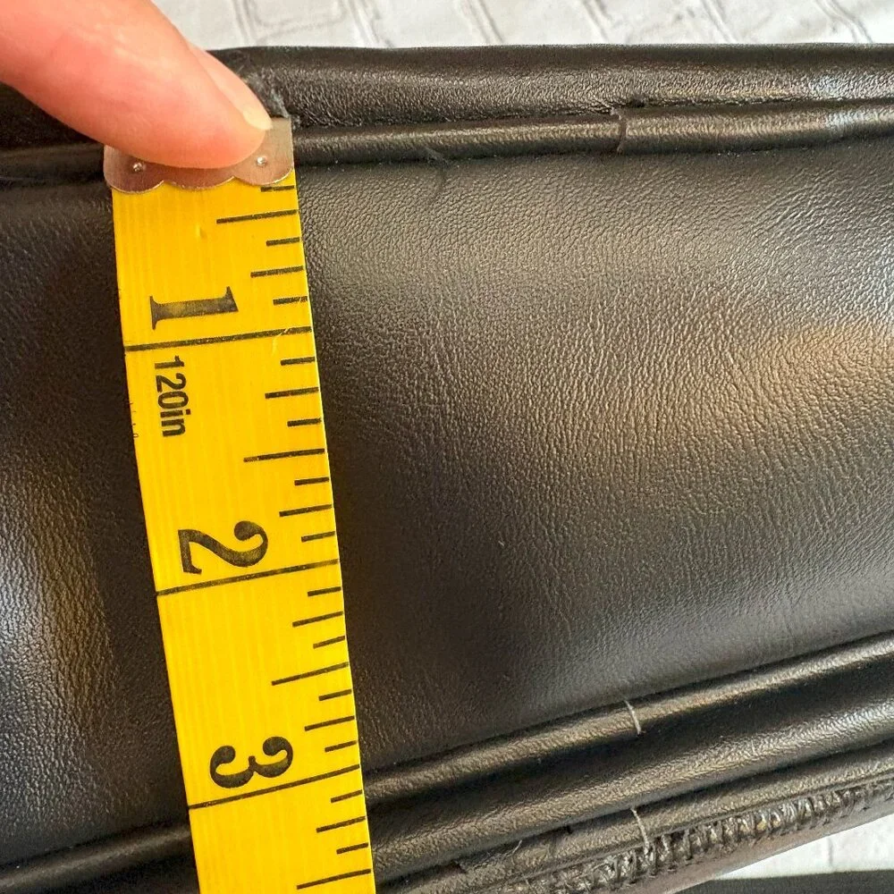 Genuine Leather Patchwork Laptop Bag Travel Office Briefcase Black
